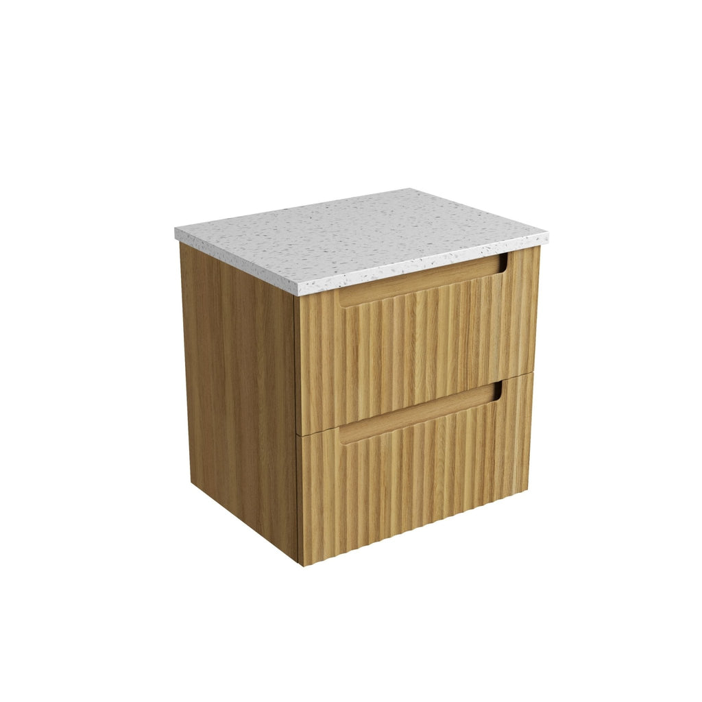 Lovina Tier Wall Hung Vanity 600 - 1800mm | Aulic - Hera Bathware X Aulic CAWH55 - 600 - ST46FT | 600mmCabinet + Snow White Flat Stone Top