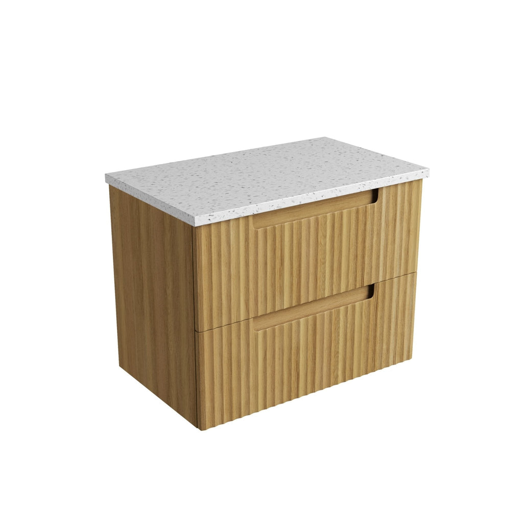 Lovina Tier Wall Hung Vanity 600 - 1800mm | Aulic - Hera Bathware X Aulic CAWH55 - 750 - ST46FT | 750mmCabinet + Snow White Flat Stone Top