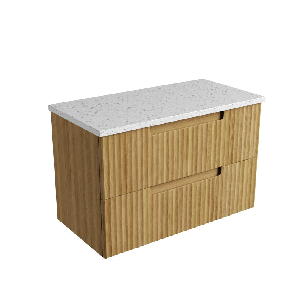 Lovina Tier Wall Hung Vanity 600 - 1800mm | Aulic - Hera Bathware X Aulic CAWH55 - 900 - ST46FT | 900mmCabinet + Snow White Flat Stone Top