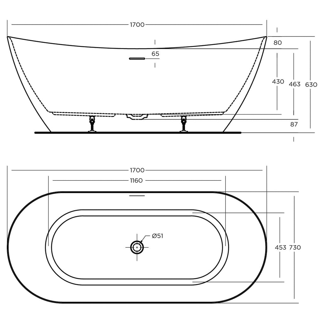 Luka Bath Tub Freestanding 1700mm | Oceano - Hera Bathware X Oceano LUK1773S | 1700mmFreestanding