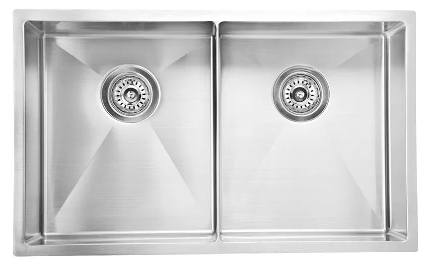 Luminare Double Bowl Laundry / Kitchen Sink | Bella Vista - Hera Bathware X Bella Vista SNK - P - 8844 - D | 880x440mmStainless Steel/Brushed Nickel