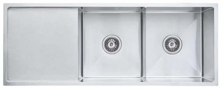 Luminare Sink with Drainer Stainless Steel Laundry / Kitchen Sink | Bella Vista - Hera Bathware X Bella Vista SNK - P - 11544 - D - D | 1150x440mm Double BowlStainless Steel/Brushed Nickel