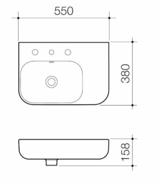 LUNA Shelf Wall Basin | CAROMA - Hera Bathware3 Holes