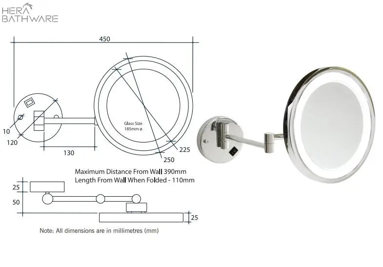 Magnification 5 Times Mirror with Cool Light - Hera BathwareExposed (Plugin)