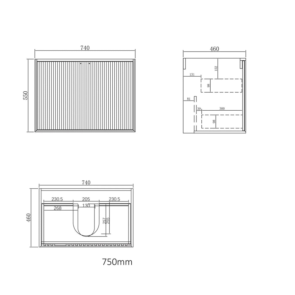 Marlo 600 - 1500mm Satin Black Wall Hung Vanity - Hera Bathware X Otti MA600BCT | 600mmCeramic Top