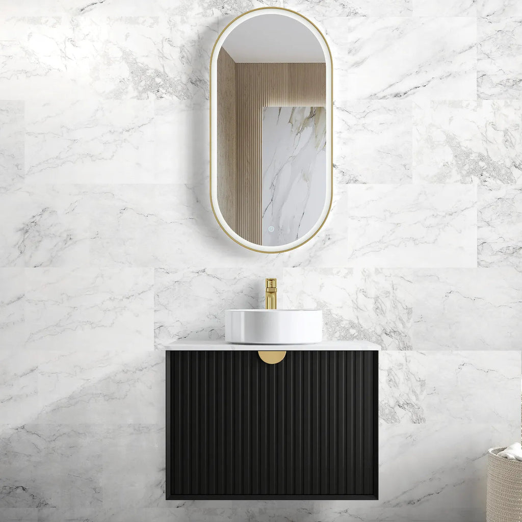 Marlo 600 - 1500mm Satin Black Wall Hung Vanity - Hera Bathware X Otti MA750BCT | 750mmCeramic Top