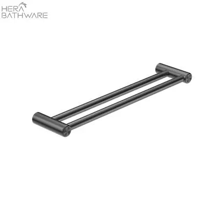MECCA CARE 25MM GRAB DOUBLE TOWEL RAIL 600MM - Hera BathwareGun Metal