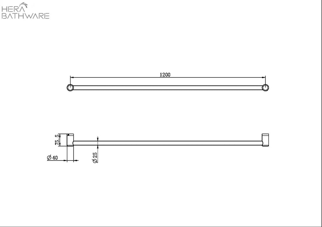 MECCA CARE 25MM GRAB RAIL 1200MM - Hera BathwareBrushed Bronze