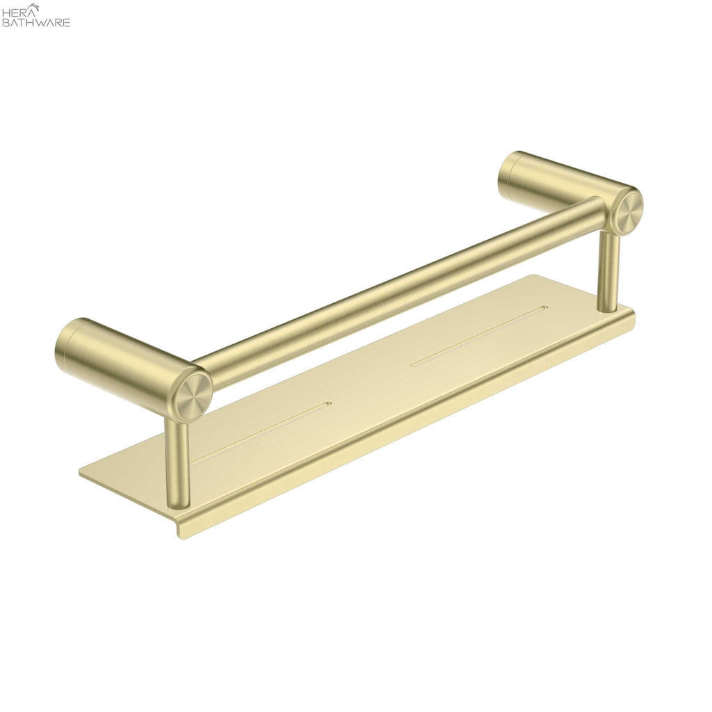 MECCA CARE 25MM GRAB RAIL WITH SHELF 450MM - Hera BathwareBrushed Gold