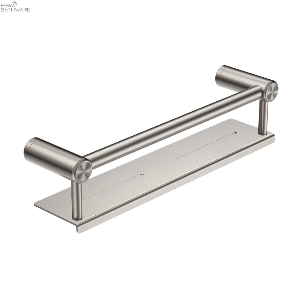 MECCA CARE 25MM GRAB RAIL WITH SHELF 450MM - Hera BathwareBrushed Nickel