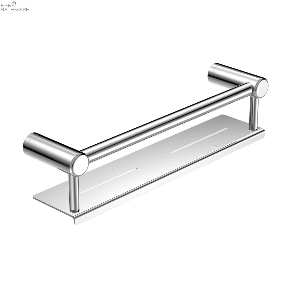 MECCA CARE 25MM GRAB RAIL WITH SHELF 450MM - Hera BathwareChrome