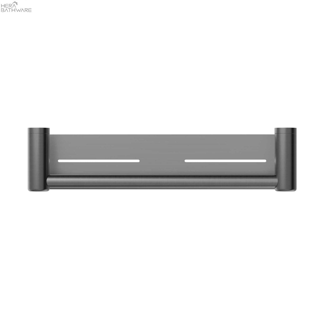 MECCA CARE 25MM GRAB RAIL WITH SHELF 450MM - Hera BathwareGun Metal