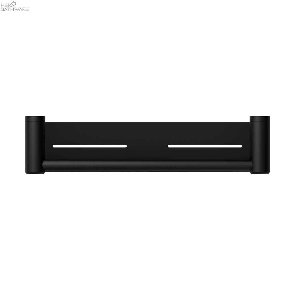 MECCA CARE 25MM GRAB RAIL WITH SHELF 450MM - Hera BathwareMatte Black