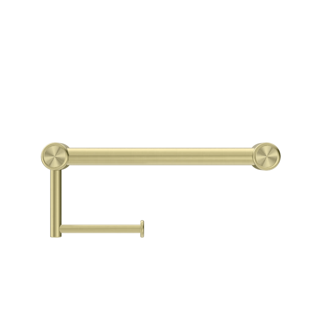 Mecca Care 25mm Grab Rail with Toilet Roll Holder 300mm - Hera BathwareBrushed Gold