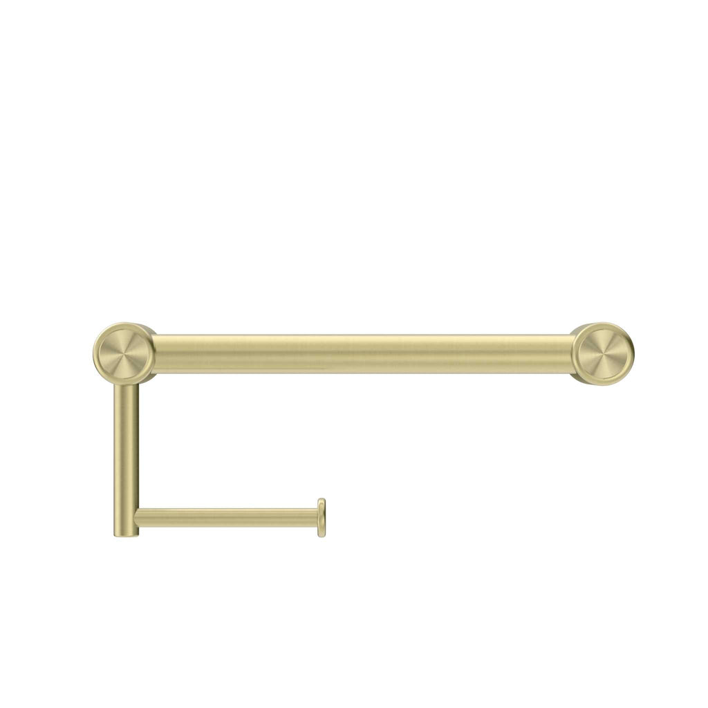 Mecca Care 25mm Grab Rail with Toilet Roll Holder 300mm - Hera BathwareBrushed Gold