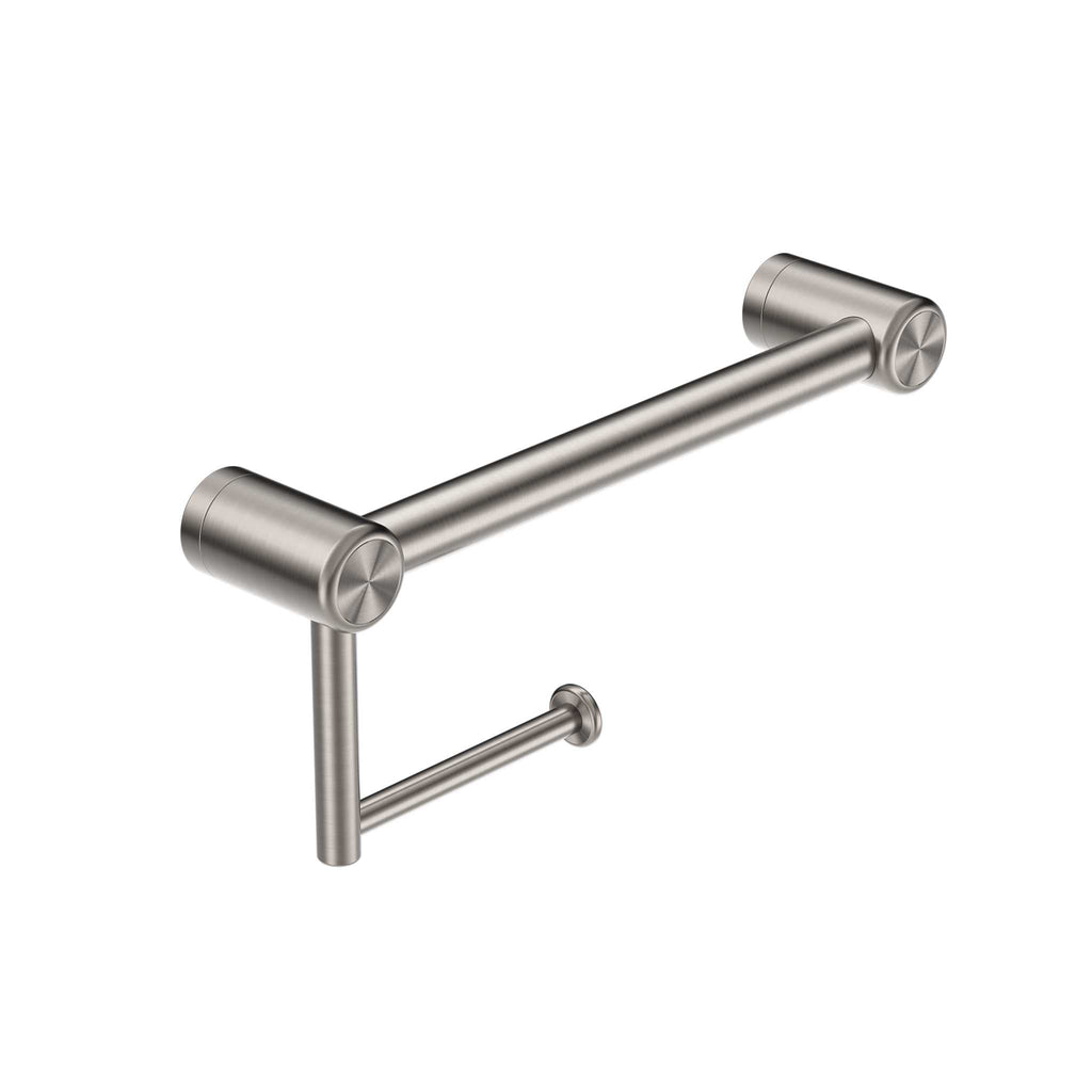 Mecca Care 25mm Grab Rail with Toilet Roll Holder 300mm - Hera BathwareBrushed Nickel