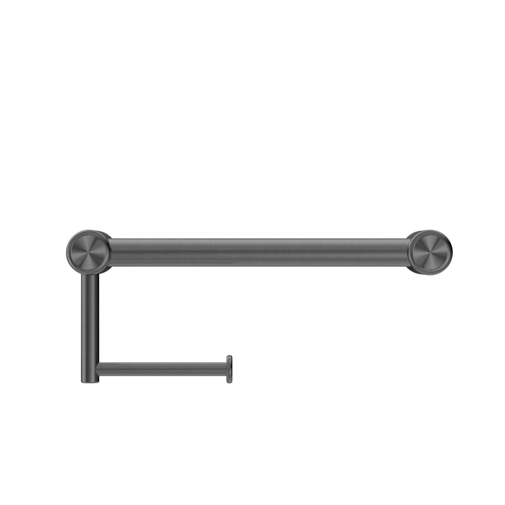 Mecca Care 25mm Grab Rail with Toilet Roll Holder 300mm - Hera BathwareGun Metal