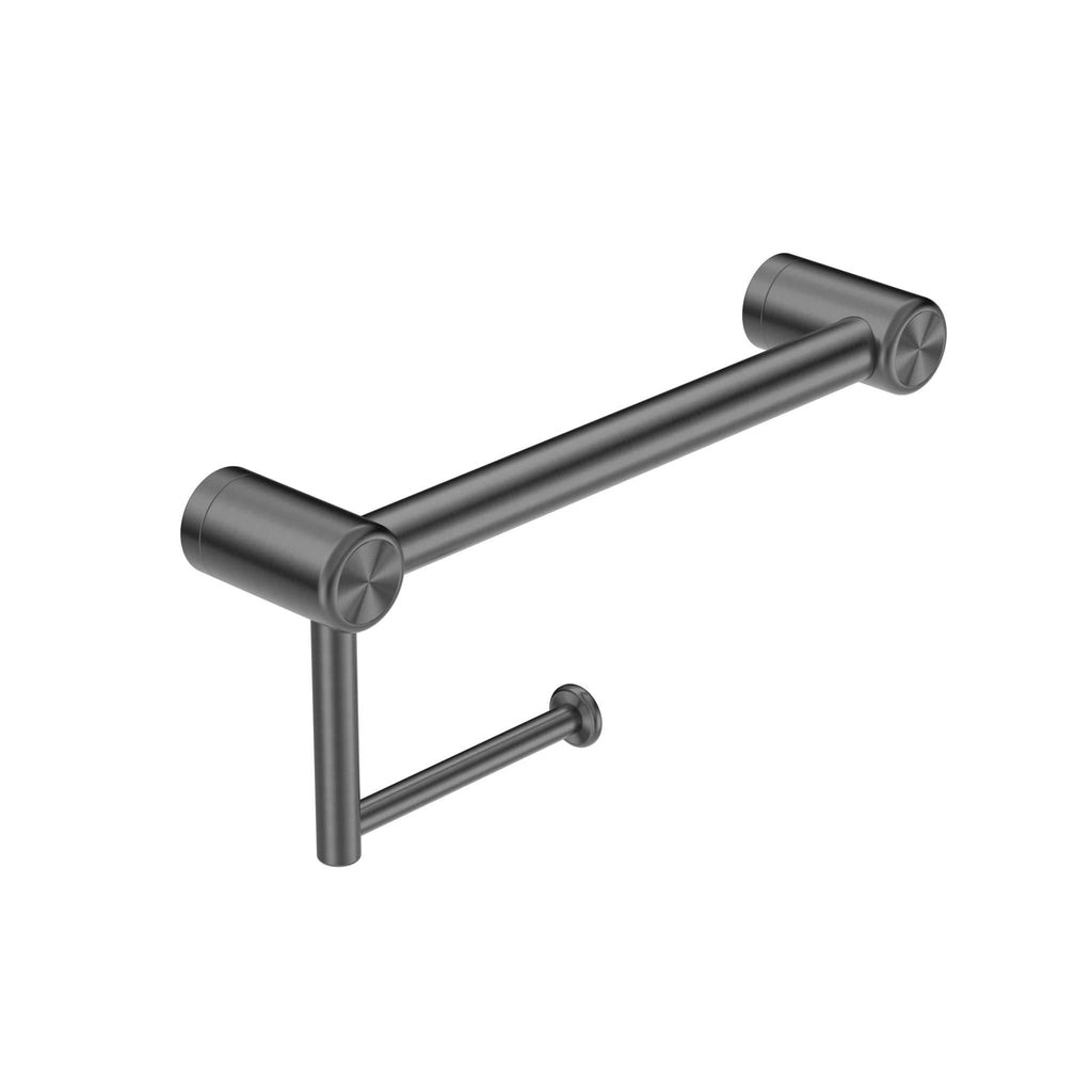 Mecca Care 25mm Grab Rail with Toilet Roll Holder 300mm - Hera BathwareGun Metal
