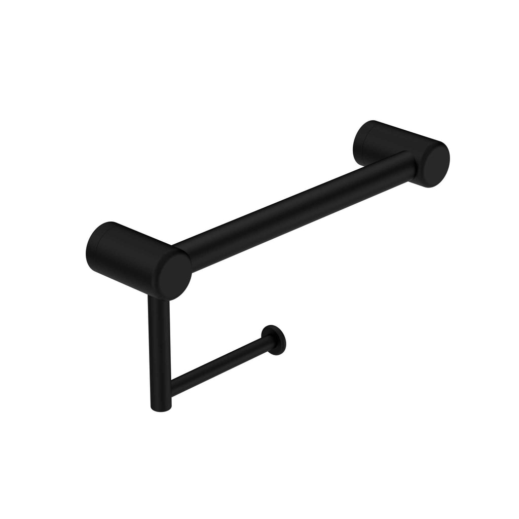 Mecca Care 25mm Grab Rail with Toilet Roll Holder 300mm - Hera BathwareMatte Black