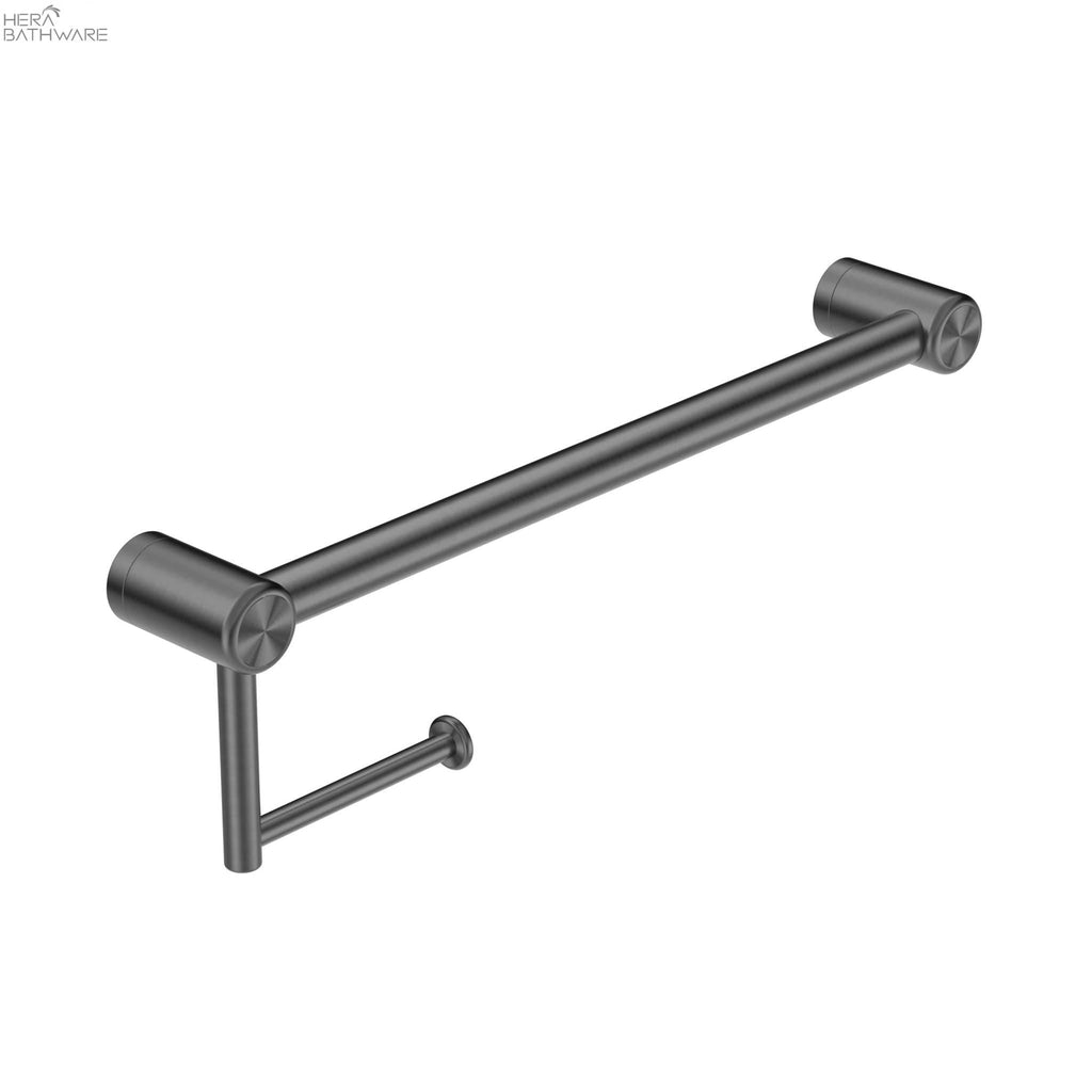 Mecca Care 25mm Grab Rail with Toilet Roll Holder 450mm - Hera BathwareGun Metal