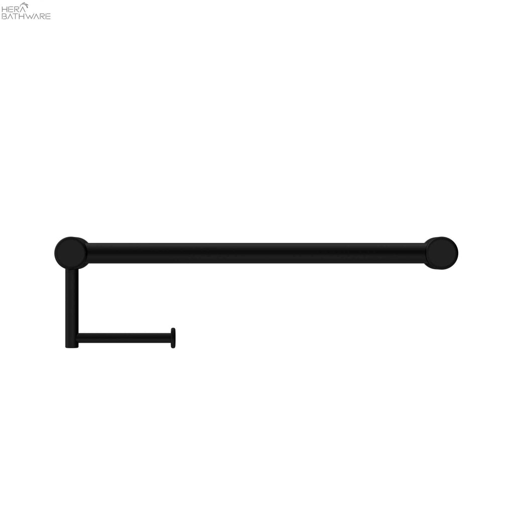 Mecca Care 25mm Grab Rail with Toilet Roll Holder 450mm - Hera BathwareMatte Black