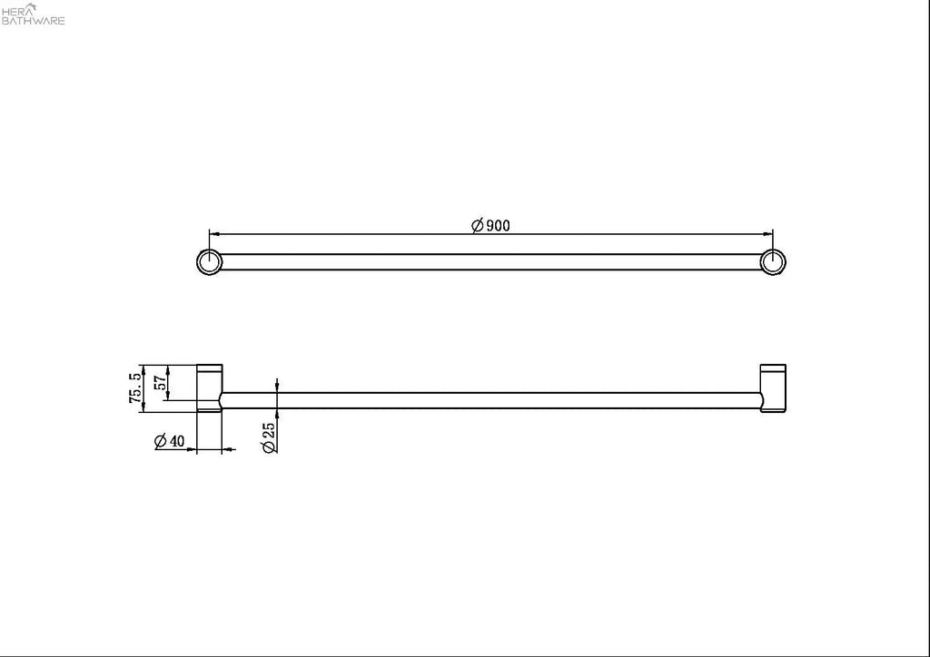 MECCA CARE 25MM GRAB TOWEL RAIL 900MM - Hera BathwareBrushed Bronze