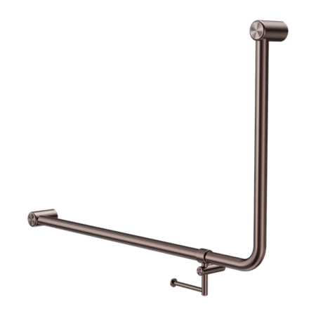 MECCA Care 32mm 90Degree NZ4121 Accessible Toilet Grab Rail 600X1000mm - Hera Bathware X Nero Tapware NRCR3290EHBZ | Brushed BronzeGrab Rail with Toilet Roll Holder