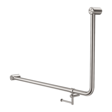 MECCA Care 32mm 90Degree NZ4121 Accessible Toilet Grab Rail 600X1000mm - Hera Bathware X Nero Tapware NRCR3290EHBN | Brushed NickelGrab Rail with Toilet Roll Holder