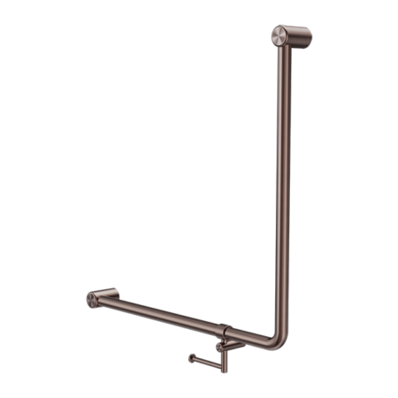 MECCA Care 32mm 90Degree NZ4121 Accessible Toilet Grab Rail 750X750mm - Hera Bathware X Nero Tapware NRCR3290BHBZ | Brushed BronzeGrab Rail with Toilet Roll Holder
