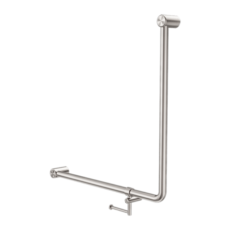 MECCA Care 32mm 90Degree NZ4121 Accessible Toilet Grab Rail 750X750mm - Hera Bathware X Nero Tapware NRCR3290BHBN | Brushed NickelGrab Rail with Toilet Roll Holder