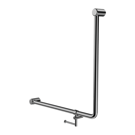 MECCA Care 32mm 90Degree NZ4121 Accessible Toilet Grab Rail 750X750mm - Hera Bathware X Nero Tapware NRCR3290BHCH | ChromeGrab Rail with Toilet Roll Holder