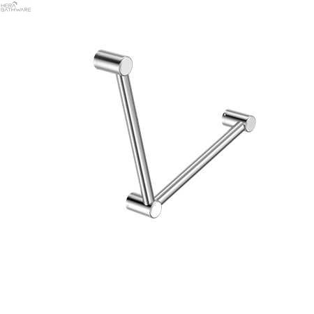 MECCA CARE 32MM AMBULANT TOILET GRAB RAIL 90 DEGREE 450X450MM NRCR3290A - Hera BathwareChrome