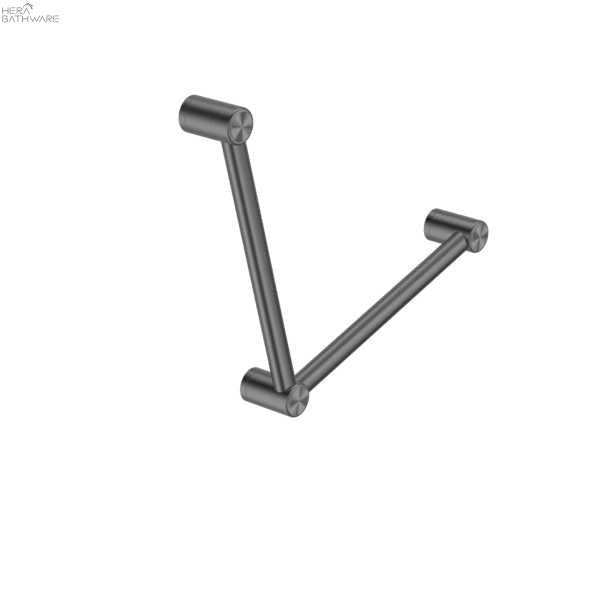 MECCA CARE 32MM AMBULANT TOILET GRAB RAIL 90 DEGREE 450X450MM NRCR3290A - Hera BathwareGun Metal