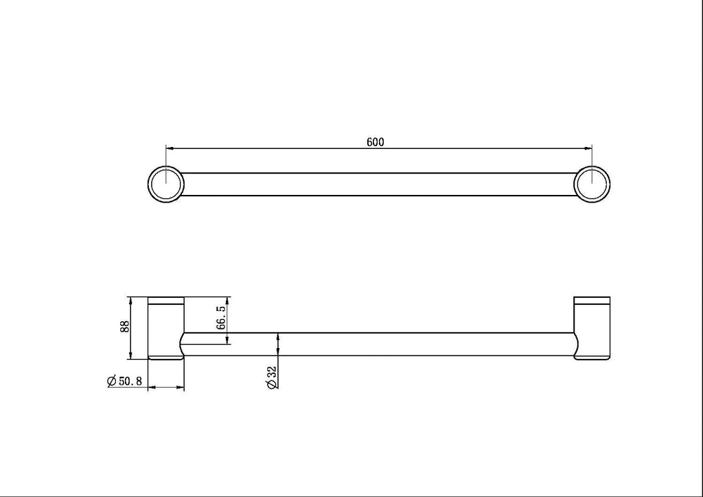 Mecca Care 32mm Grab Rail 600mm - Hera BathwareBrushed Bronze