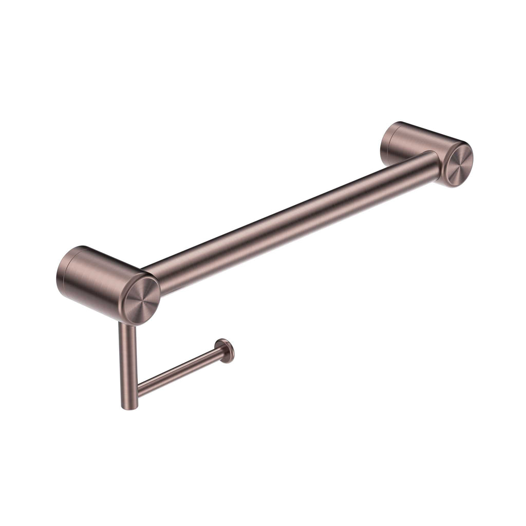 Mecca Care 32mm Grab Rail with Toilet Roll Holder 450mm - Hera BathwareBrushed Bronze