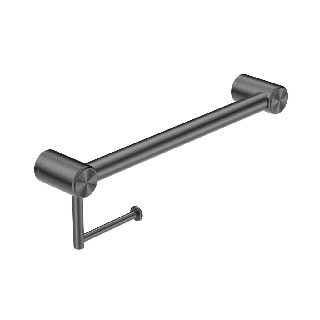 Mecca Care 32mm Grab Rail with Toilet Roll Holder 450mm - Hera BathwareGun Metal