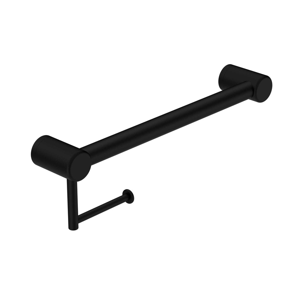 Mecca Care 32mm Grab Rail with Toilet Roll Holder 450mm - Hera BathwareMatte Black