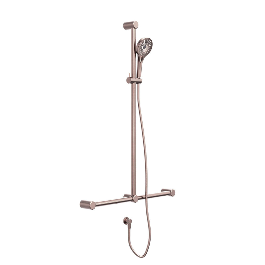 Mecca Care 32mm T Bar Grab Rail and Adjustable Shower Set 1100x750mm - Hera BathwareChrome