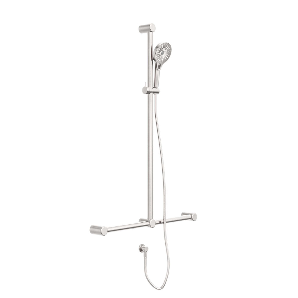 Mecca Care 32mm T Bar Grab Rail and Adjustable Shower Set 1100x750mm - Hera BathwareChrome