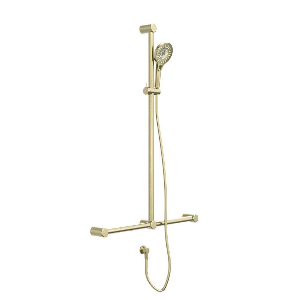 Mecca Care 32mm T Bar Grab Rail and Adjustable Shower Set 1100x750mm - Hera BathwareChrome