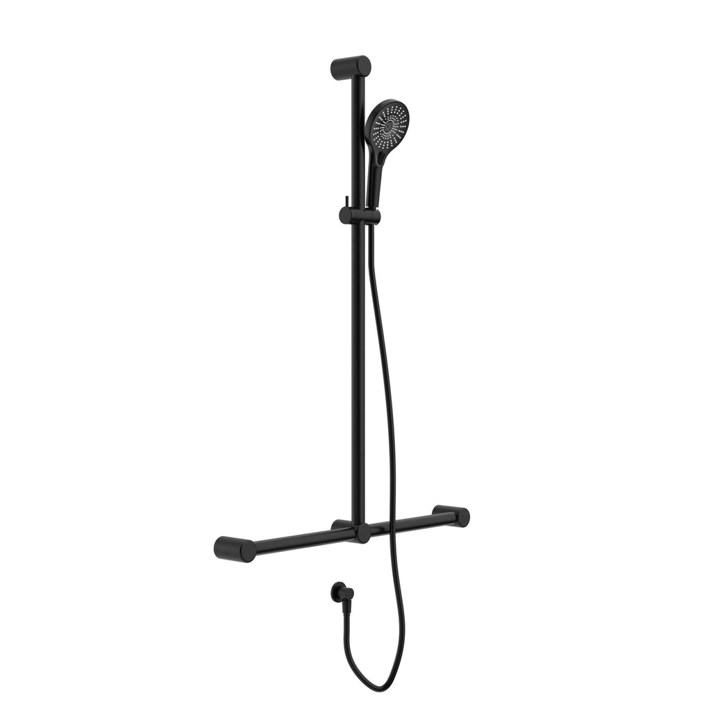 Mecca Care 32mm T Bar Grab Rail and Adjustable Shower Set 1100x750mm - Hera BathwareChrome