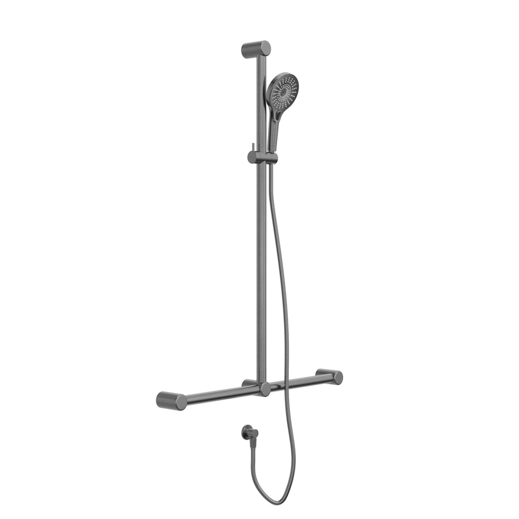 Mecca Care 32mm T Bar Grab Rail and Adjustable Shower Set 1100x750mm - Hera BathwareChrome
