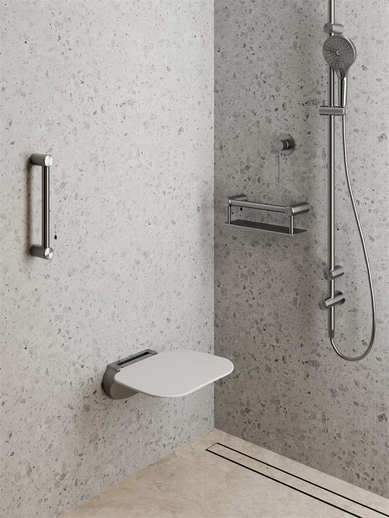Mecca Care Shower Seat 400x330mm - Hera BathwareChrome