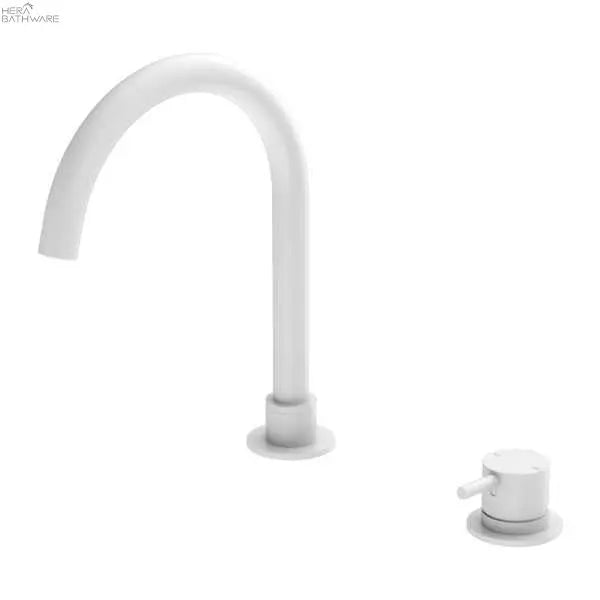 MECCA Hob Round Spout Basin Mixer - Hera BathwareMatte White