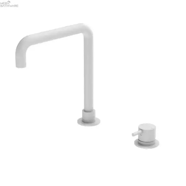 MECCA Hob Square Spout Basin Mixer - Hera BathwareMatte White