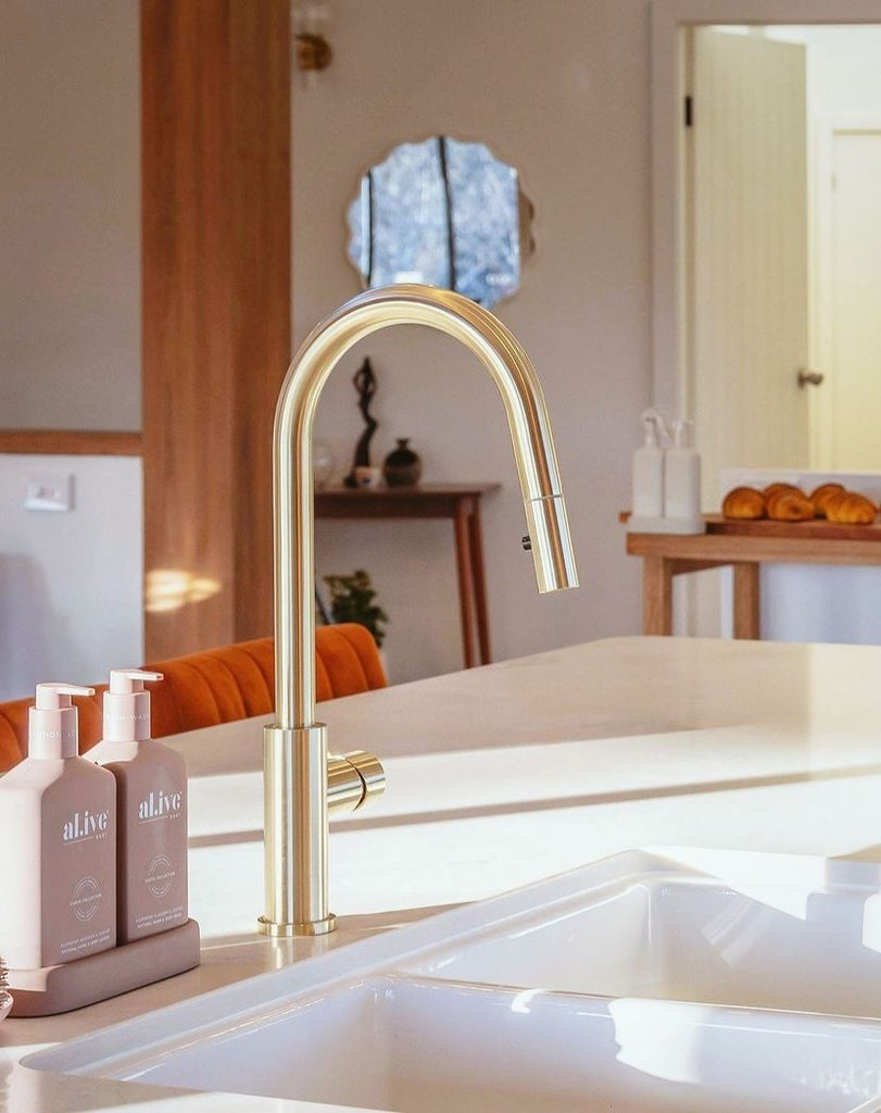 MECCA Pull - Out Sink Mixer with Vegie spray function - Hera BathwareBrushed Gold