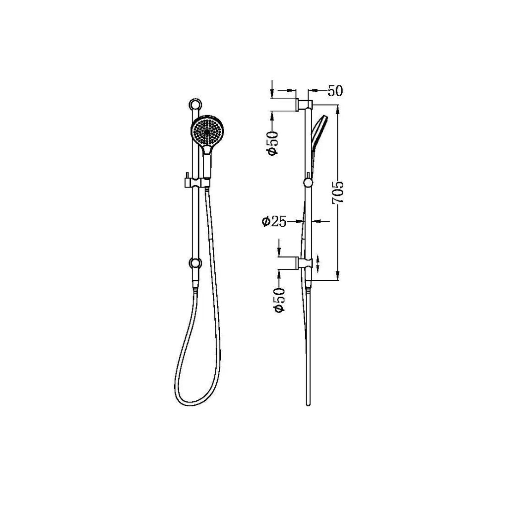 Mecca Rail Shower with Air shower II - Hera BathwareMatte Black