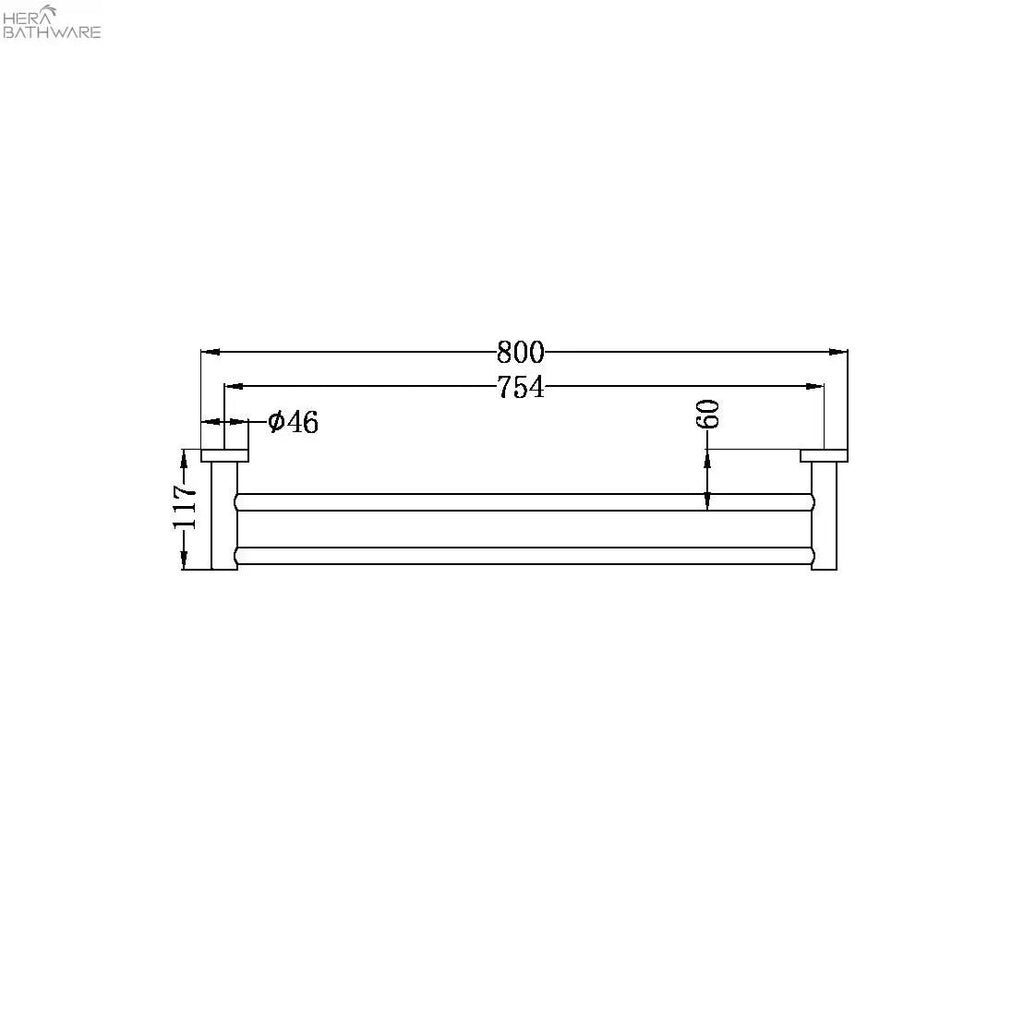 MECCA Towel Rail 800MM Double/Single - Hera BathwareDouble Towel RailMatte White