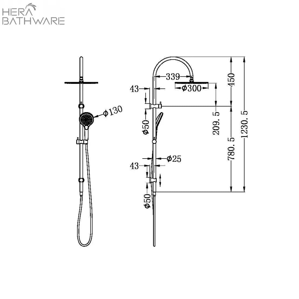 Mecca Twin Shower with Air shower II - Hera BathwareChrome