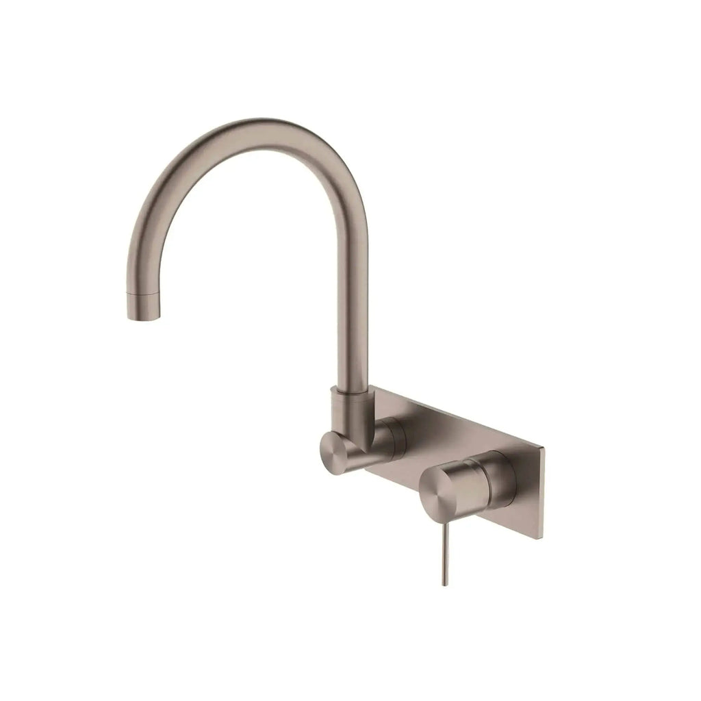 MECCA Wall Basin Mixer Swivel Spout - Handle Down - Hera BathwareBrushed Bronze